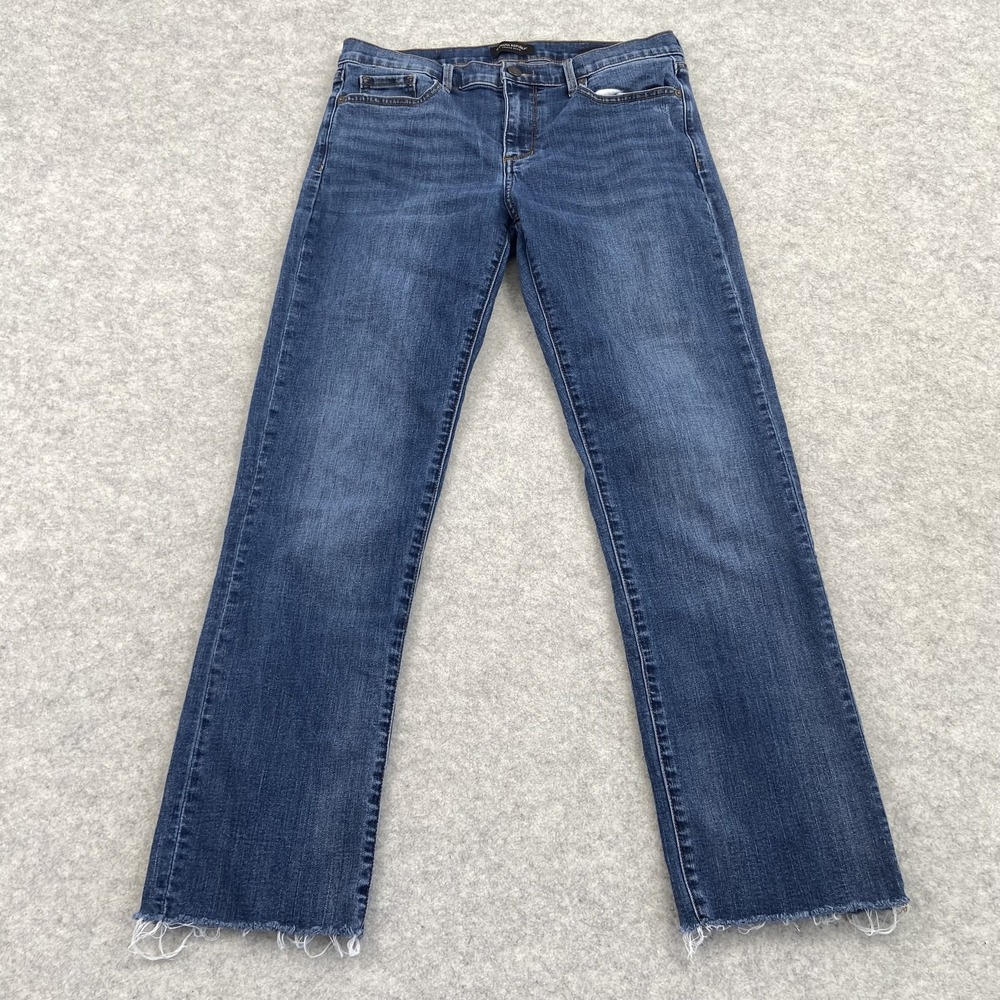 Banana Republic Girlfriend Boyfriend Jeans Womens 30 (32x28) Blue Wash Raw Hem